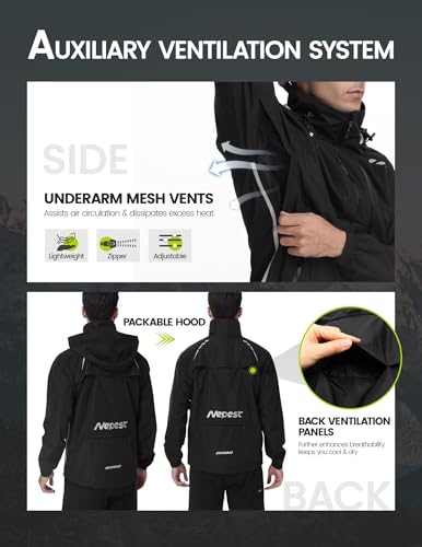 Men’s Waterproof Packable Cycling Rain Jacket