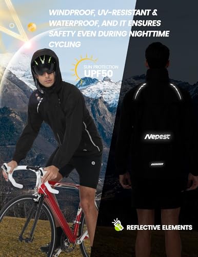 Men’s Waterproof Packable Cycling Rain Jacket