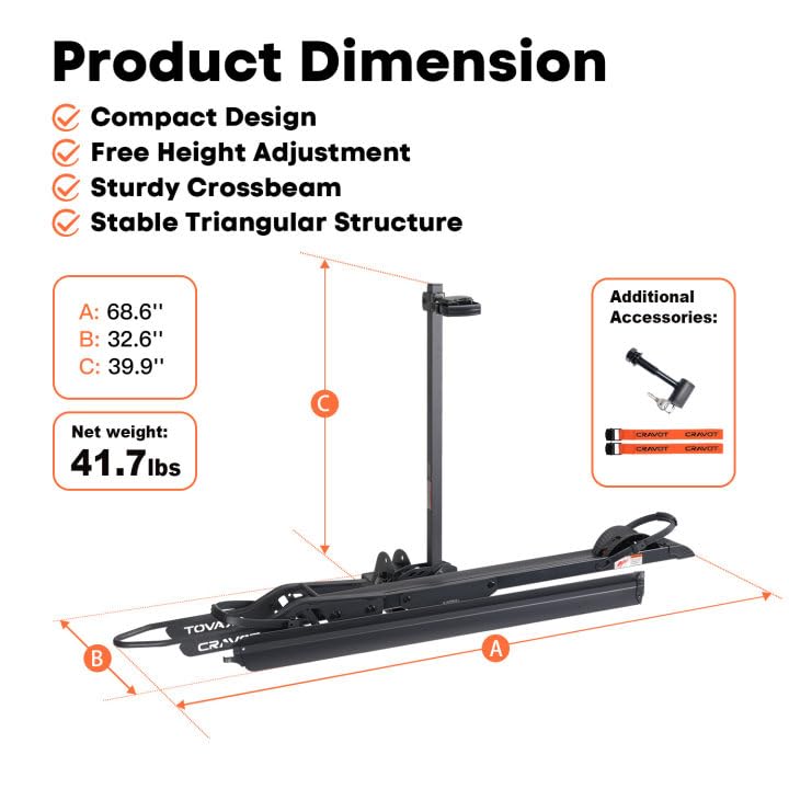 Foldable Heavy-Duty E-Bike Hitch Carrier Rack