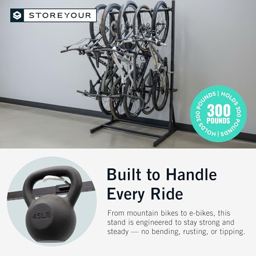 Freestanding 5-Bike Storage Rack For Garage Use