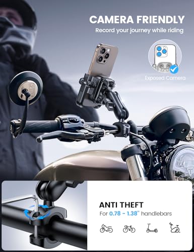 All-Metal Anti-Shake Motorcycle Phone Mount