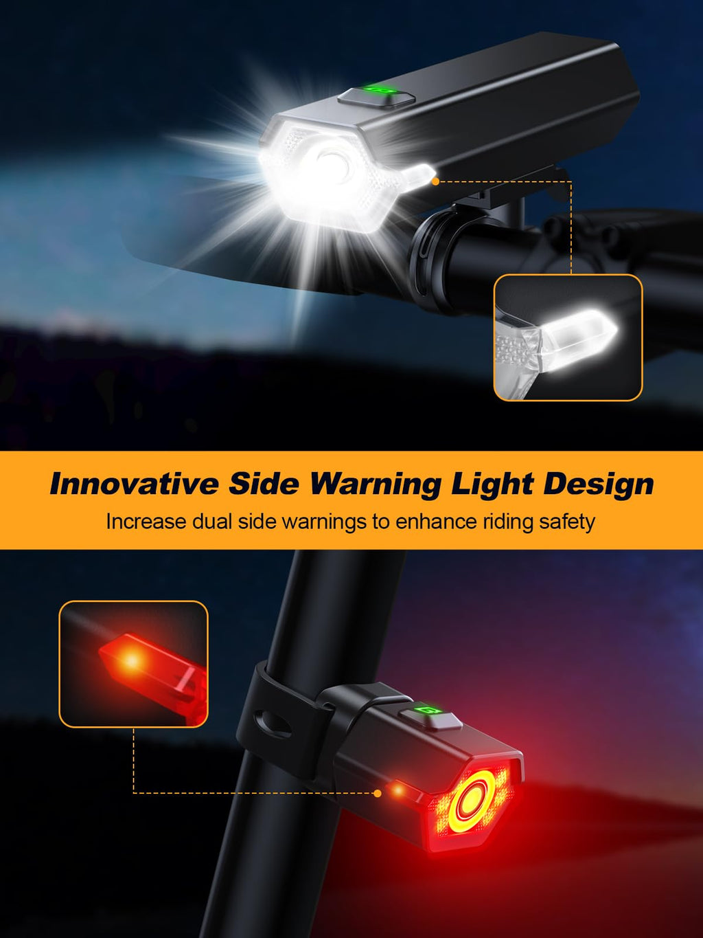 Super Bright Rechargeable Bike Light Set