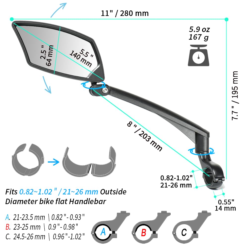360° Adjustable HD Bike Rear View Mirror