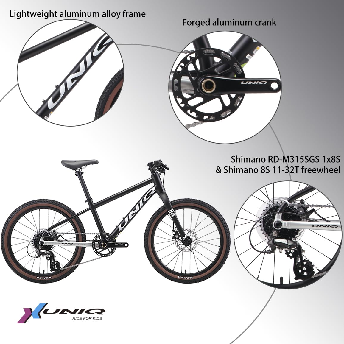 Kids Lightweight Mountain Bike With 8-Speed Gears