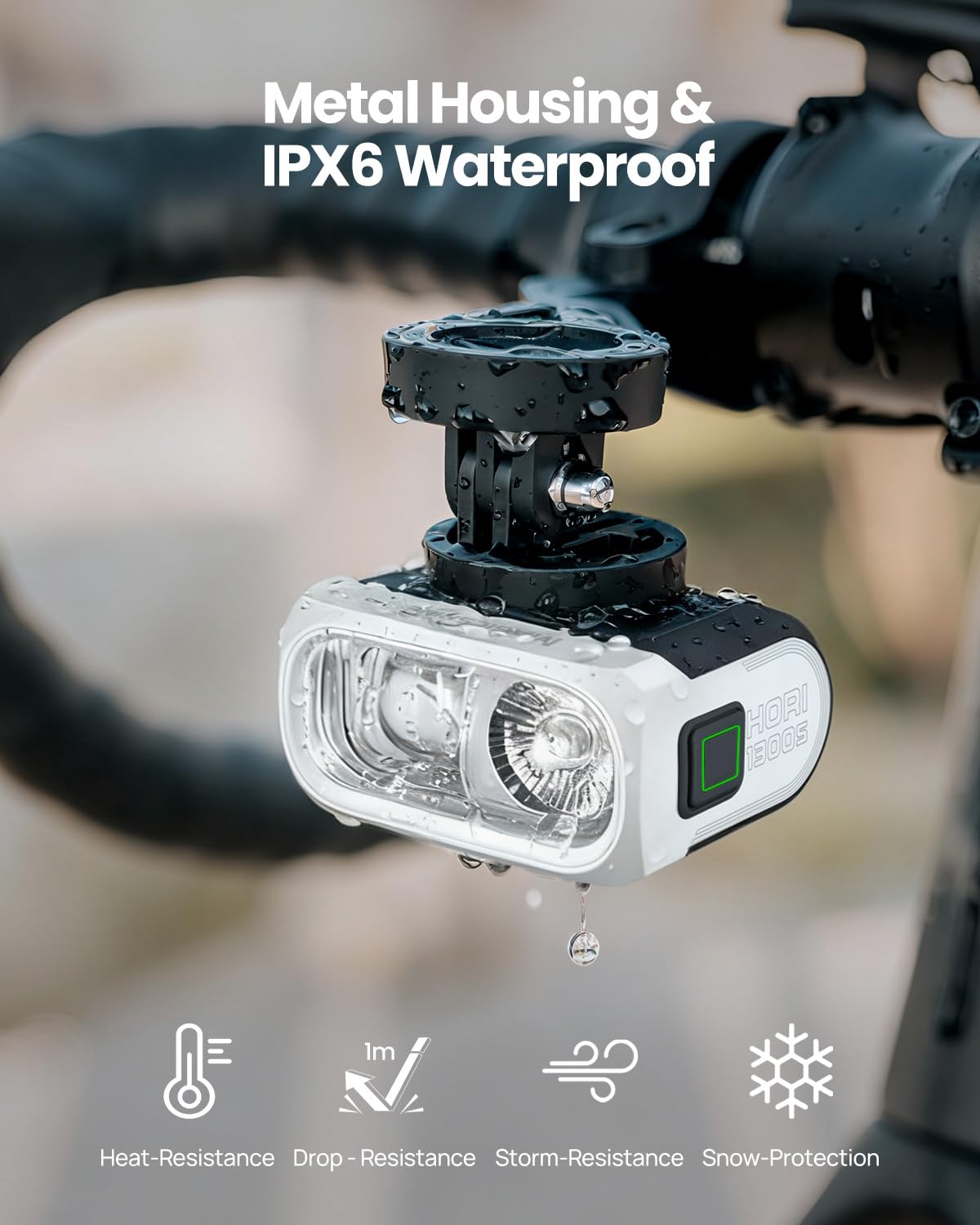 1300-Lumen USB Rechargeable Bike Headlight