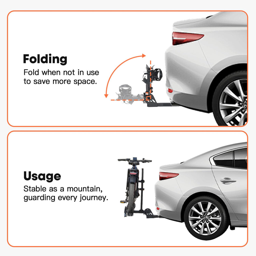 Foldable Heavy-Duty E-Bike Hitch Carrier Rack