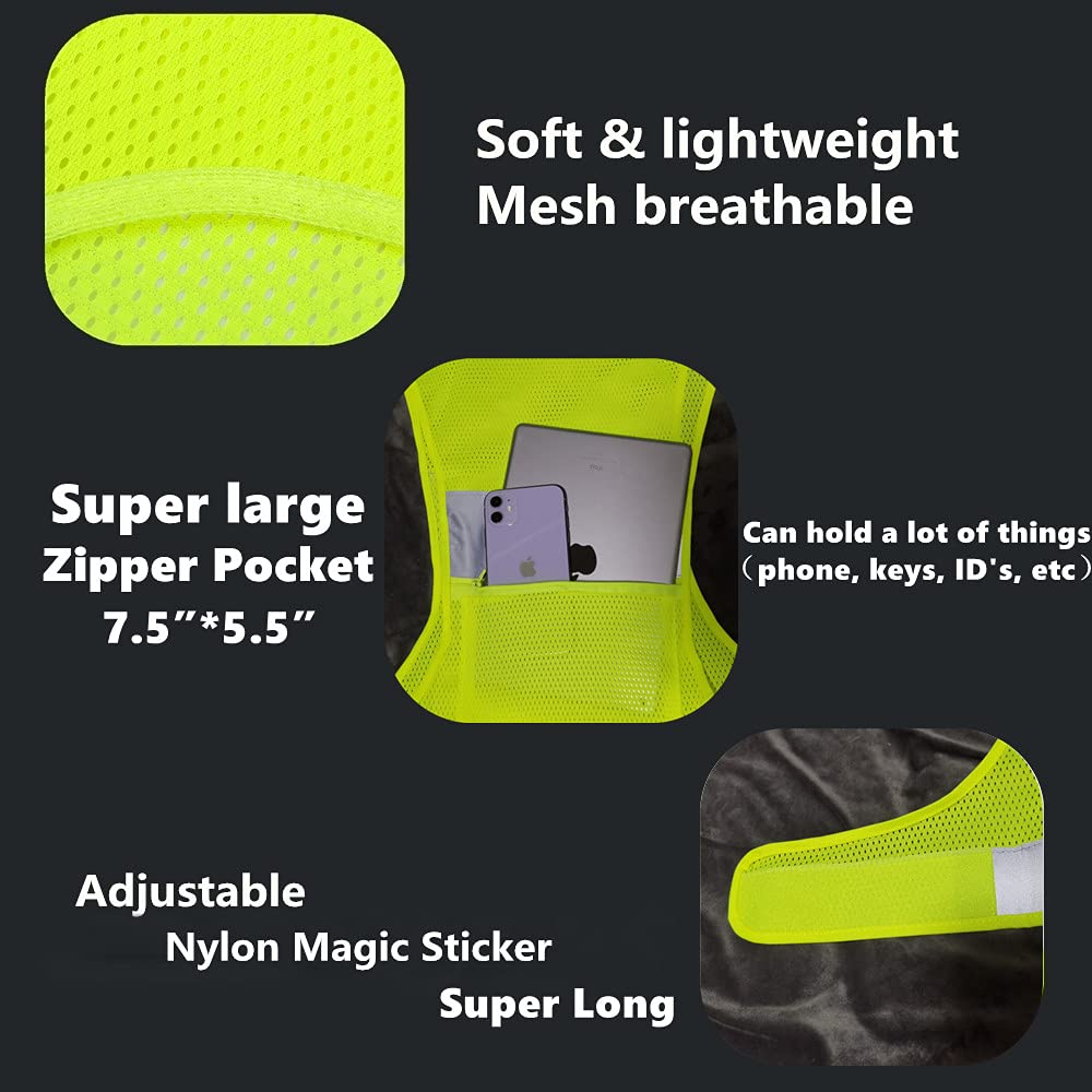 Reflective Safety Running Vest With Storage Pocket