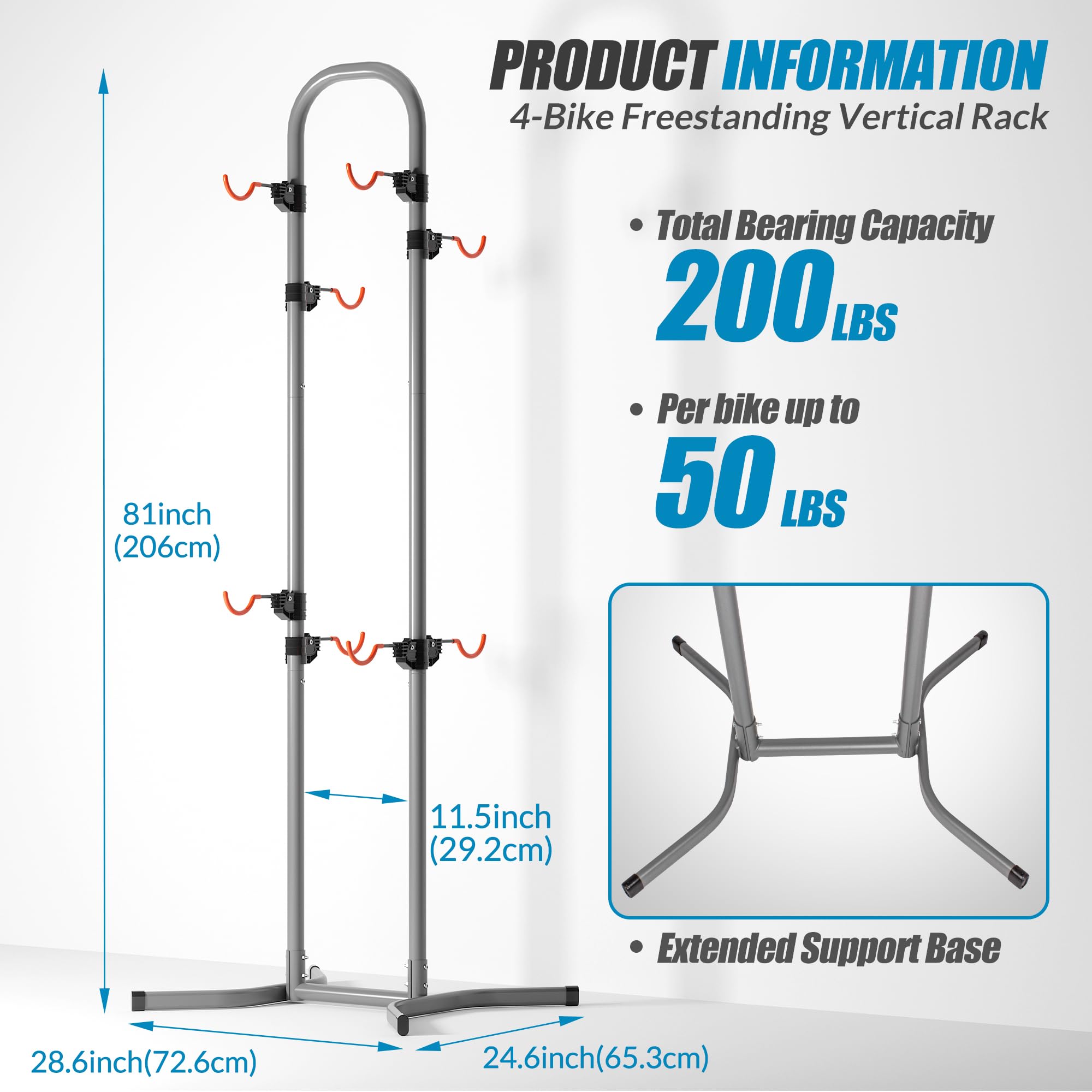 Adjustable 4-Bike Freestanding Storage Rack