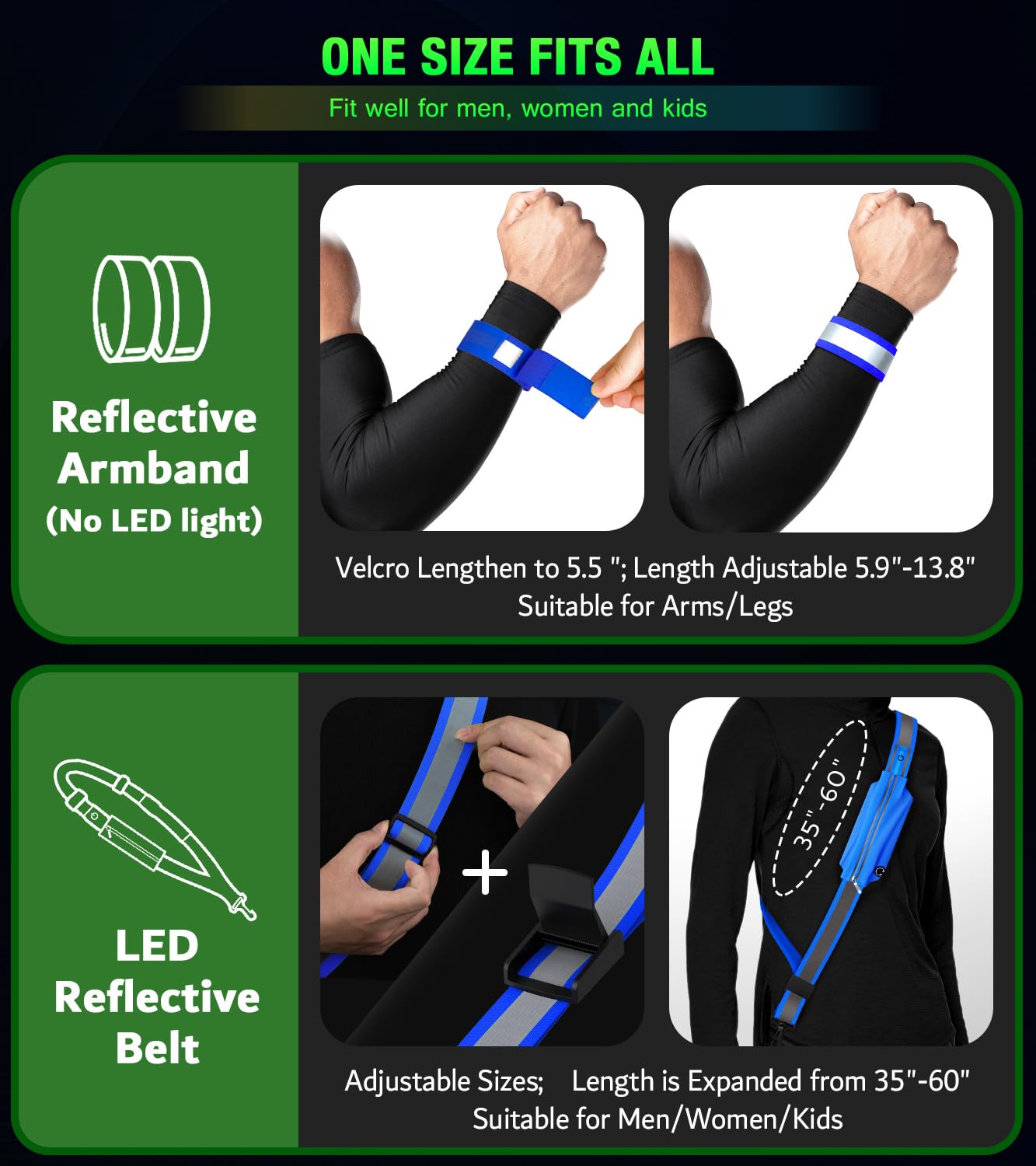 LED Reflective Running Safety Belt With Phone Pouch