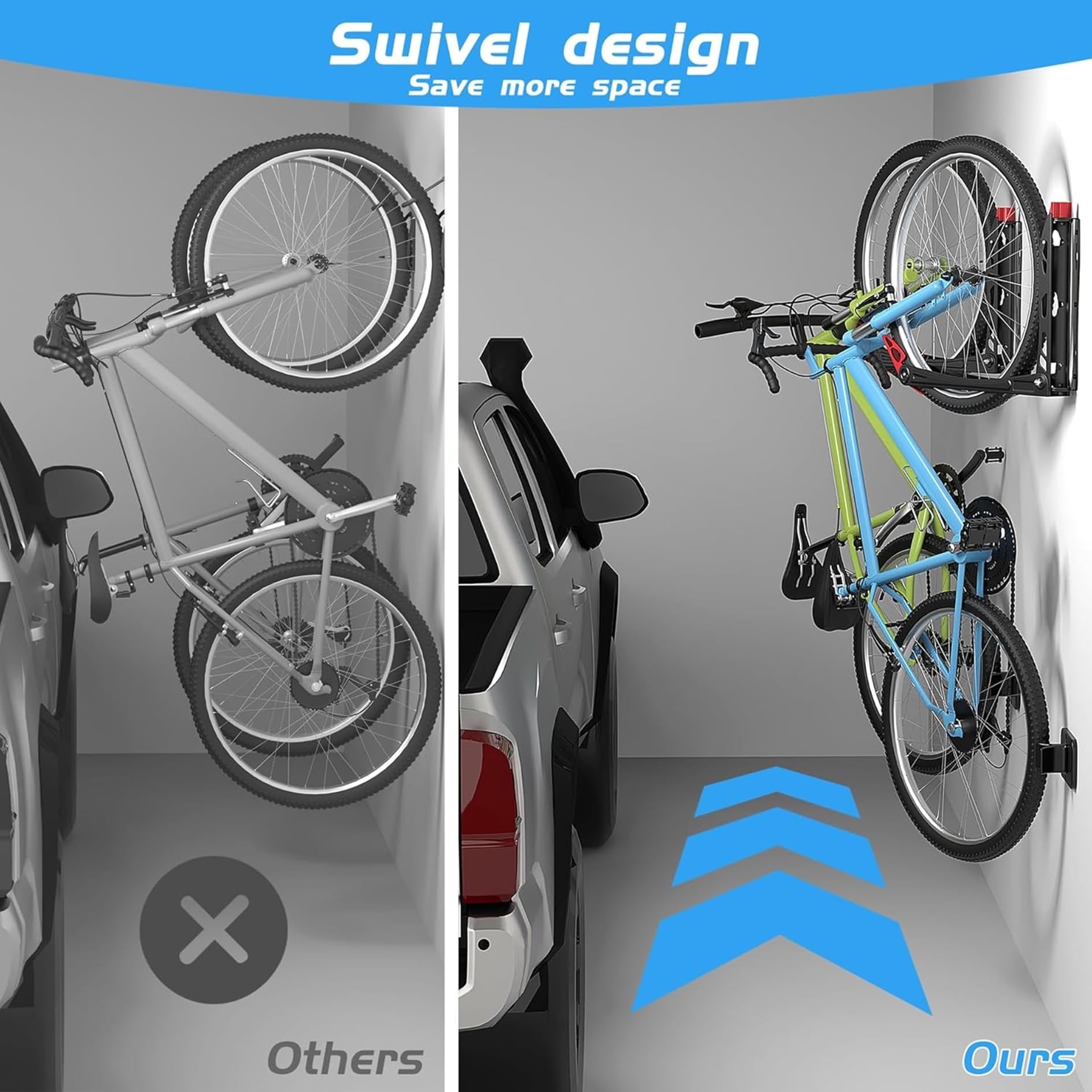 Swivel Wall-Mounted Vertical Bike Storage Rack