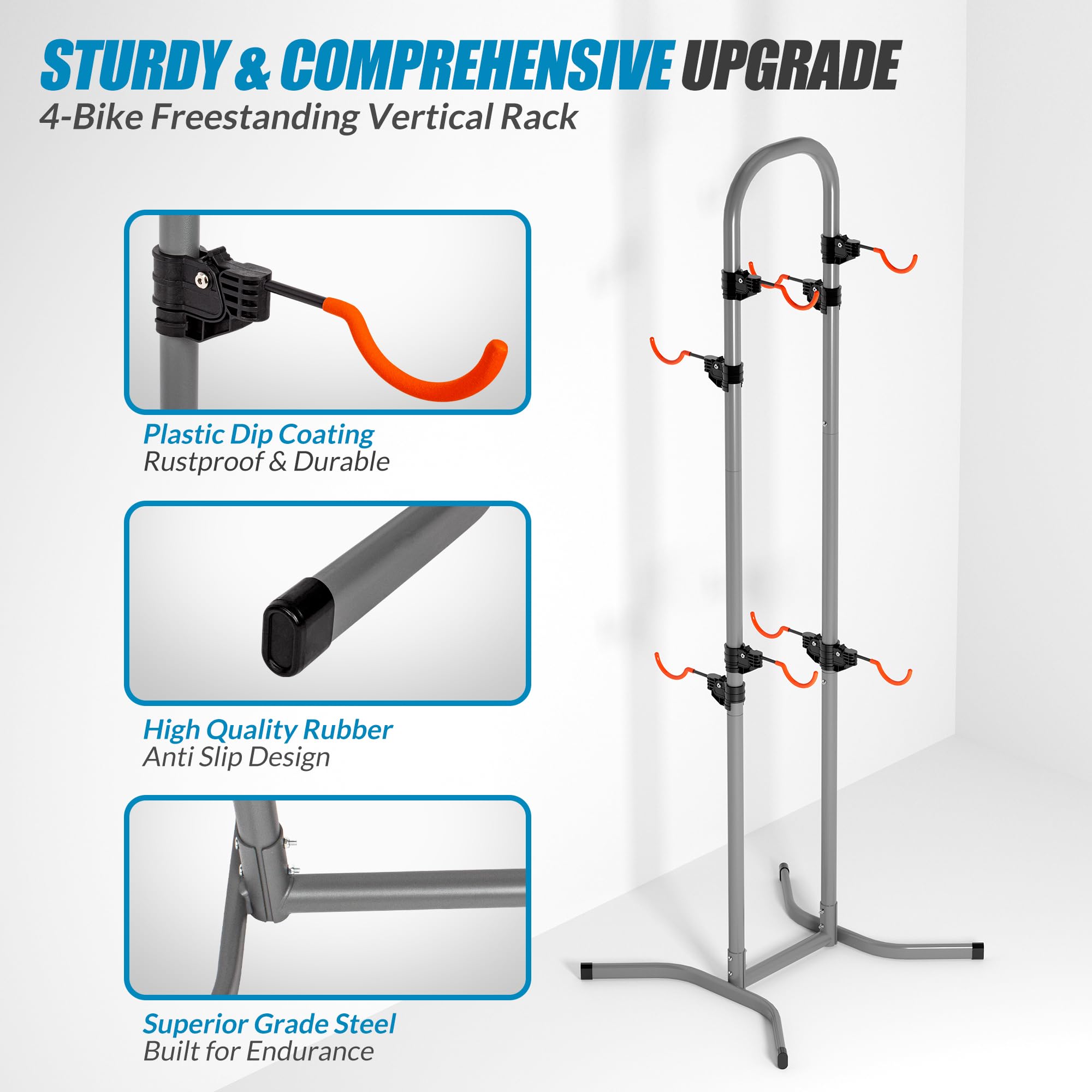 Adjustable 4-Bike Freestanding Storage Rack