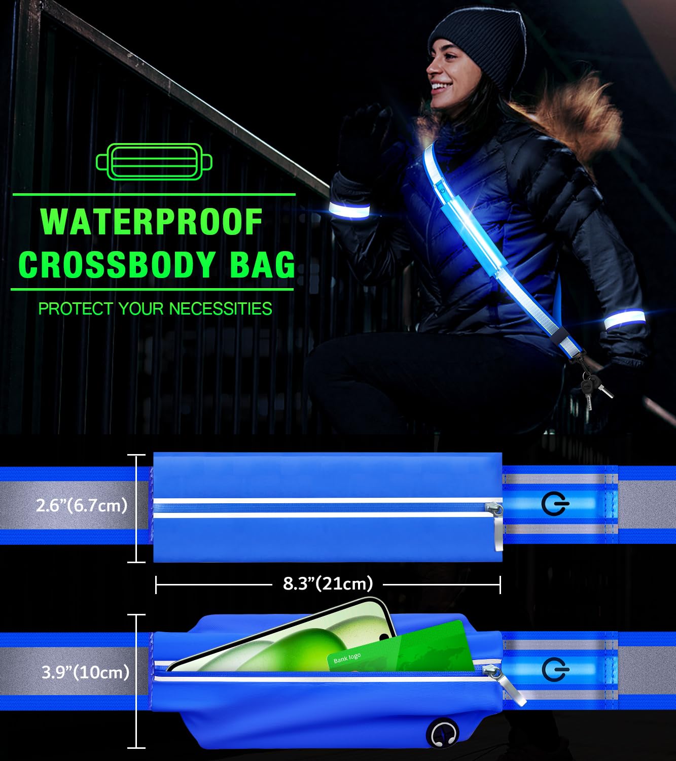LED Reflective Running Safety Belt With Phone Pouch
