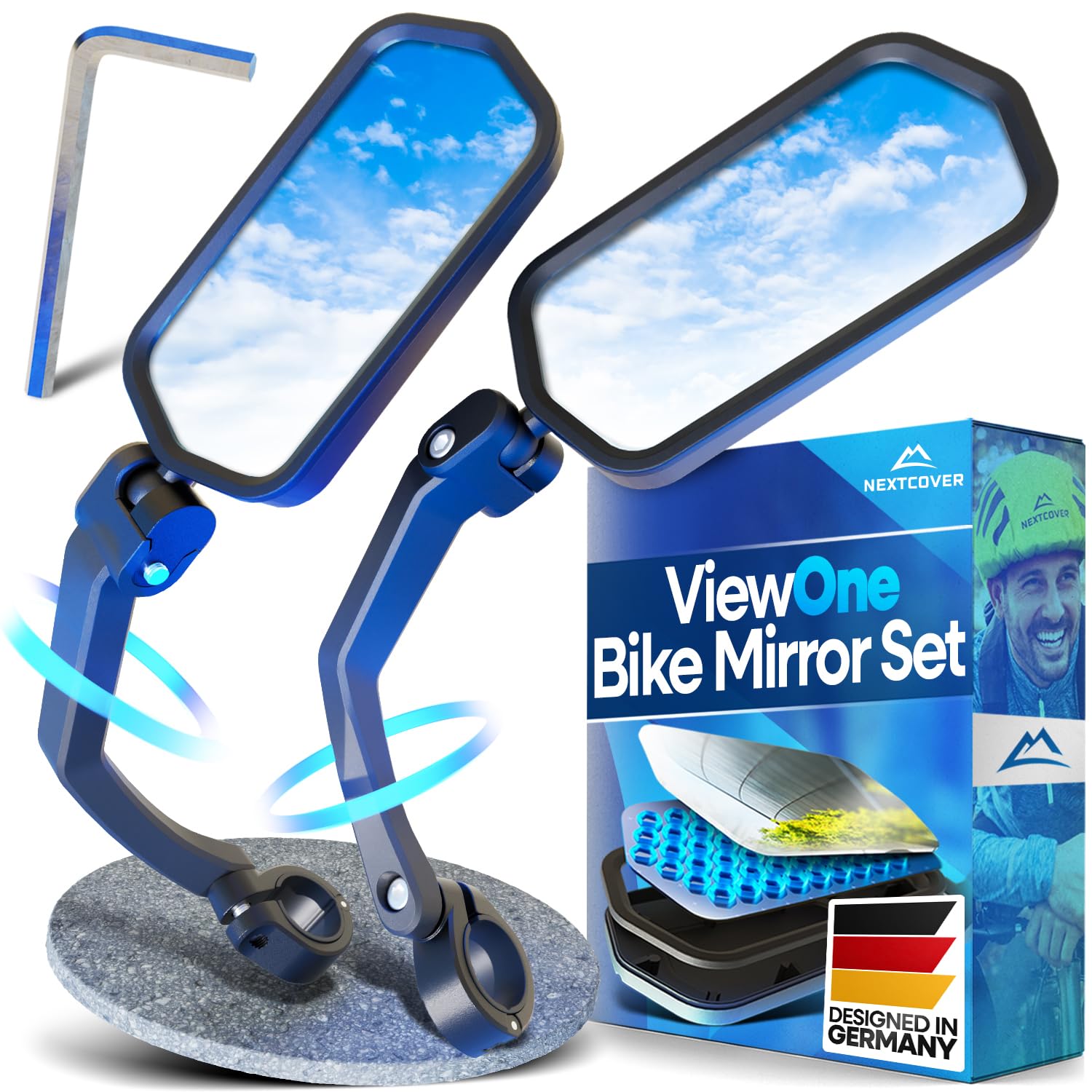 HD Glass Handlebar Bike Rear View Mirror