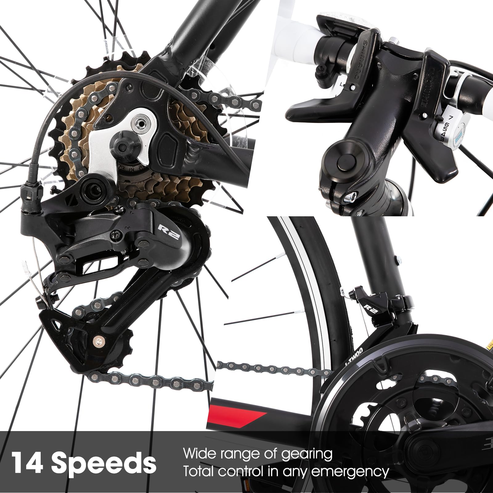 700C Aluminum Road Bike With 14-Speed Gears