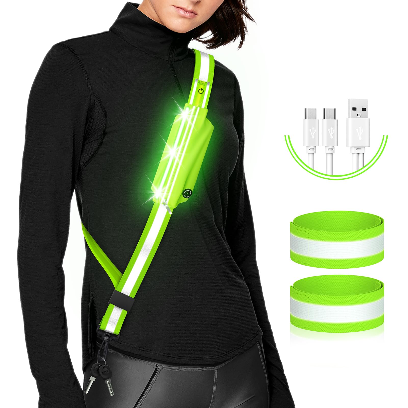 LED Reflective Running Safety Belt With Phone Pouch