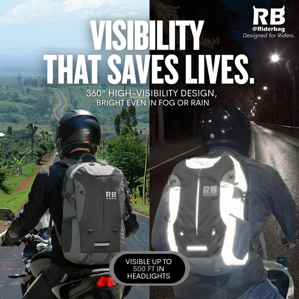 High-Visibility Reflective Rider Travel Backpack