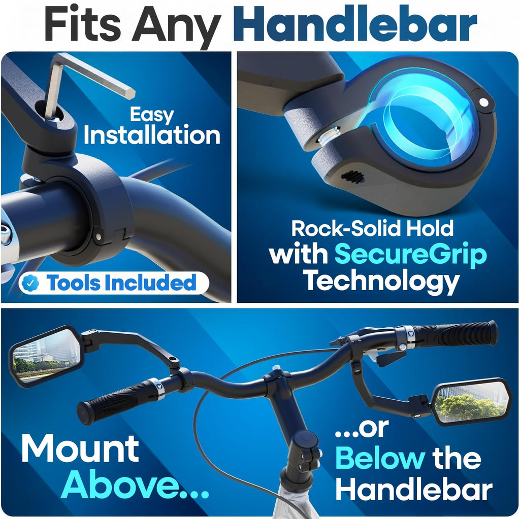 HD Glass Handlebar Bike Rear View Mirror