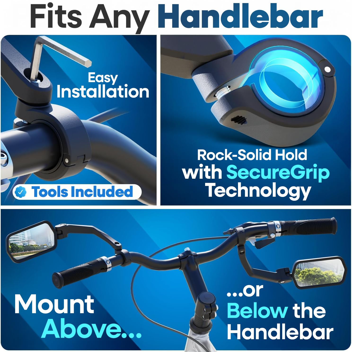 HD Glass Handlebar Bike Rear View Mirror