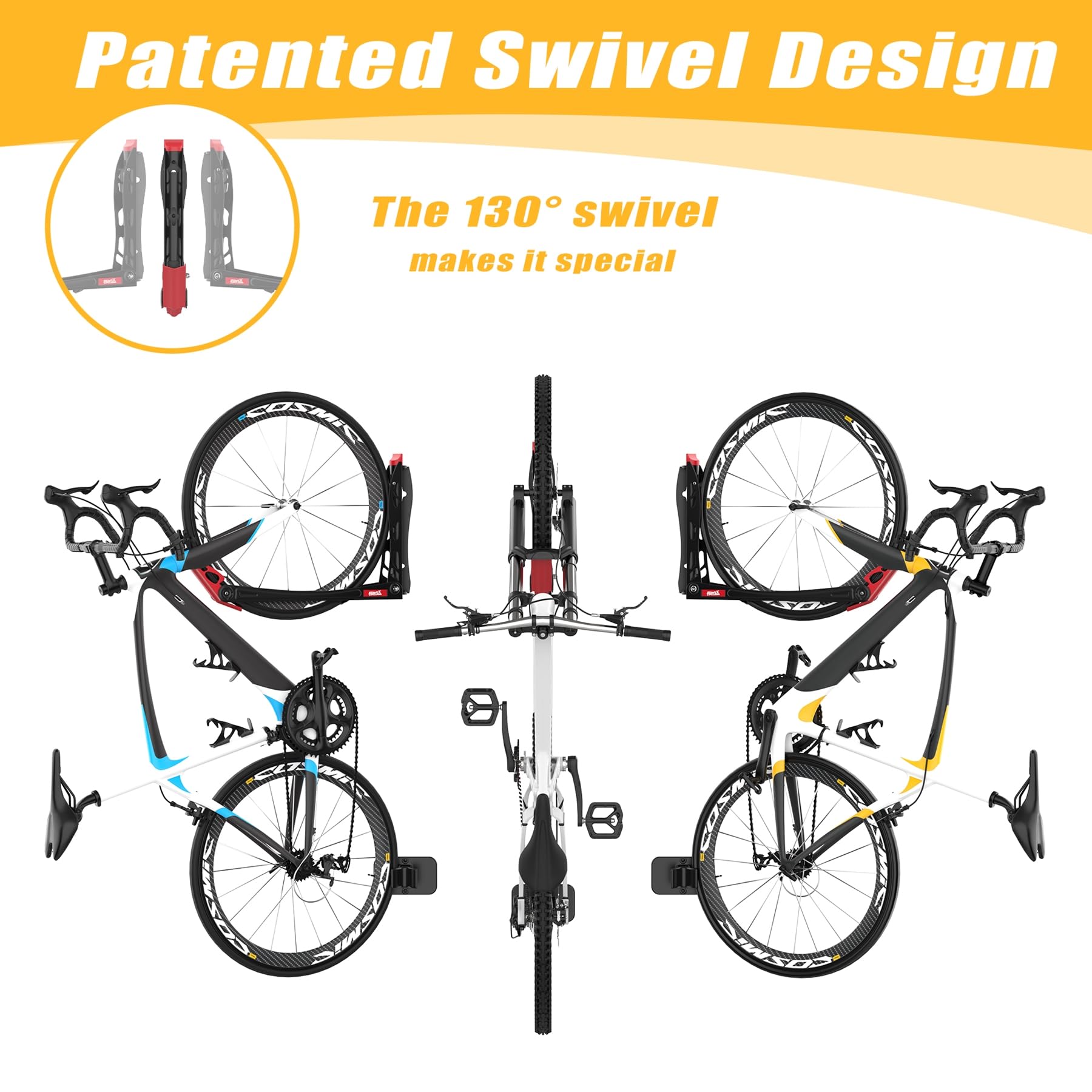Swivel Wall-Mounted Vertical Bike Storage Rack