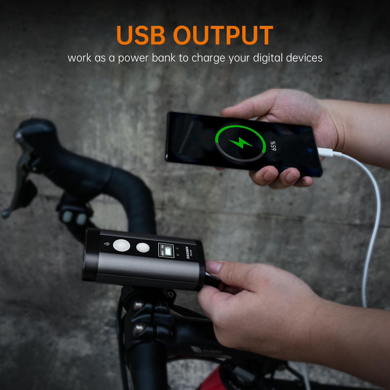 2400-Lumen Bike Headlight With OLED Display