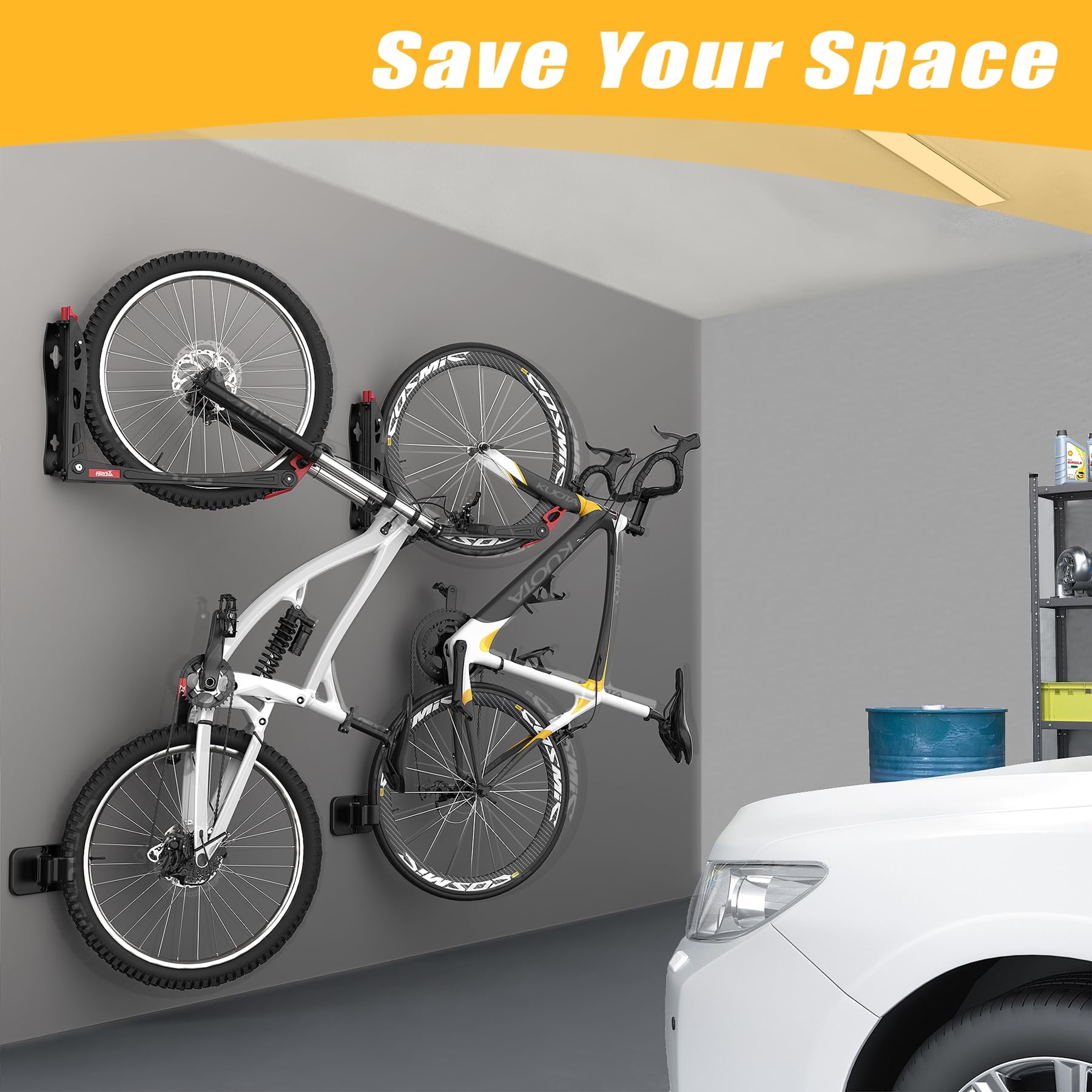 Swivel Wall-Mounted Vertical Bike Storage Rack