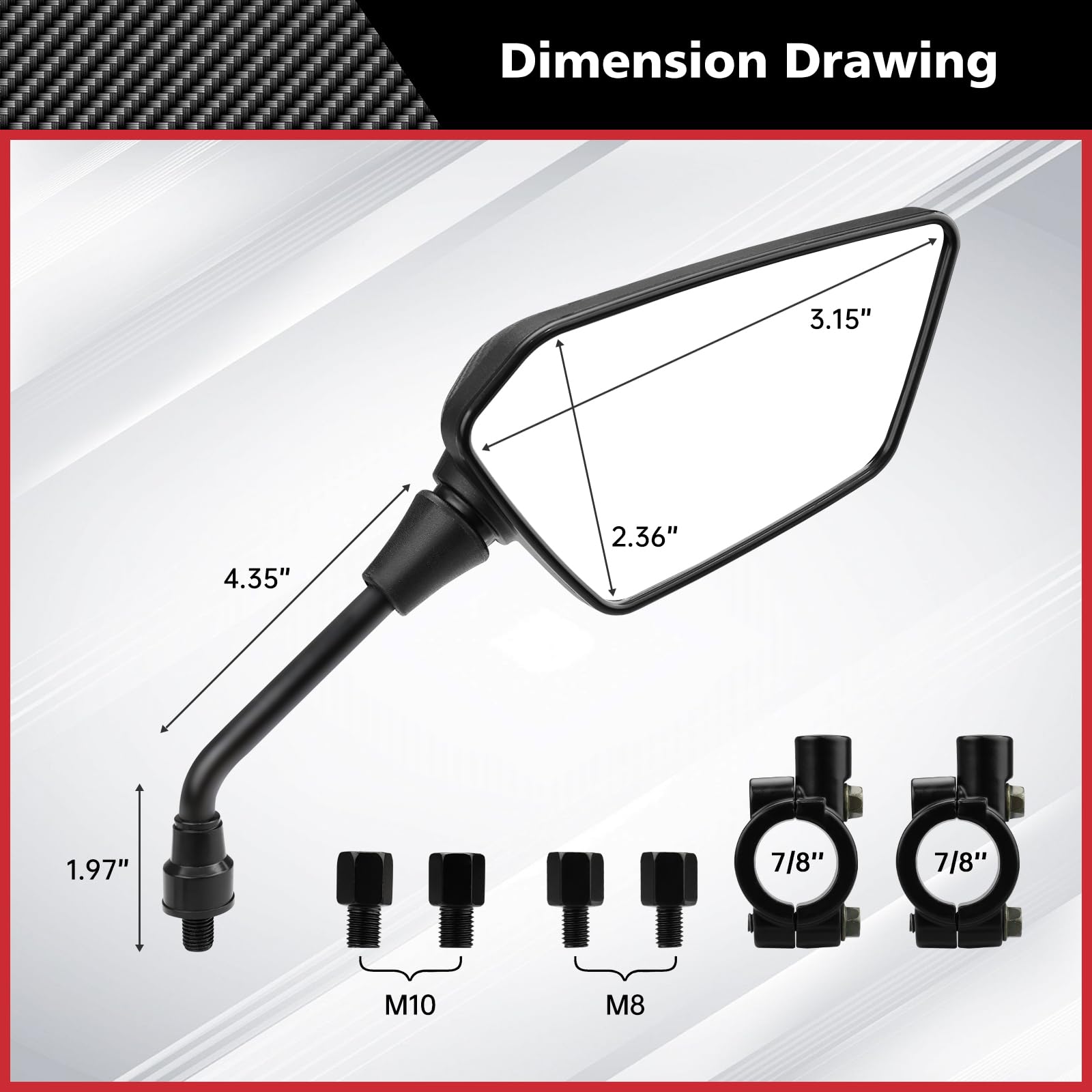HD Handlebar Mirrors With Universal Mount Set