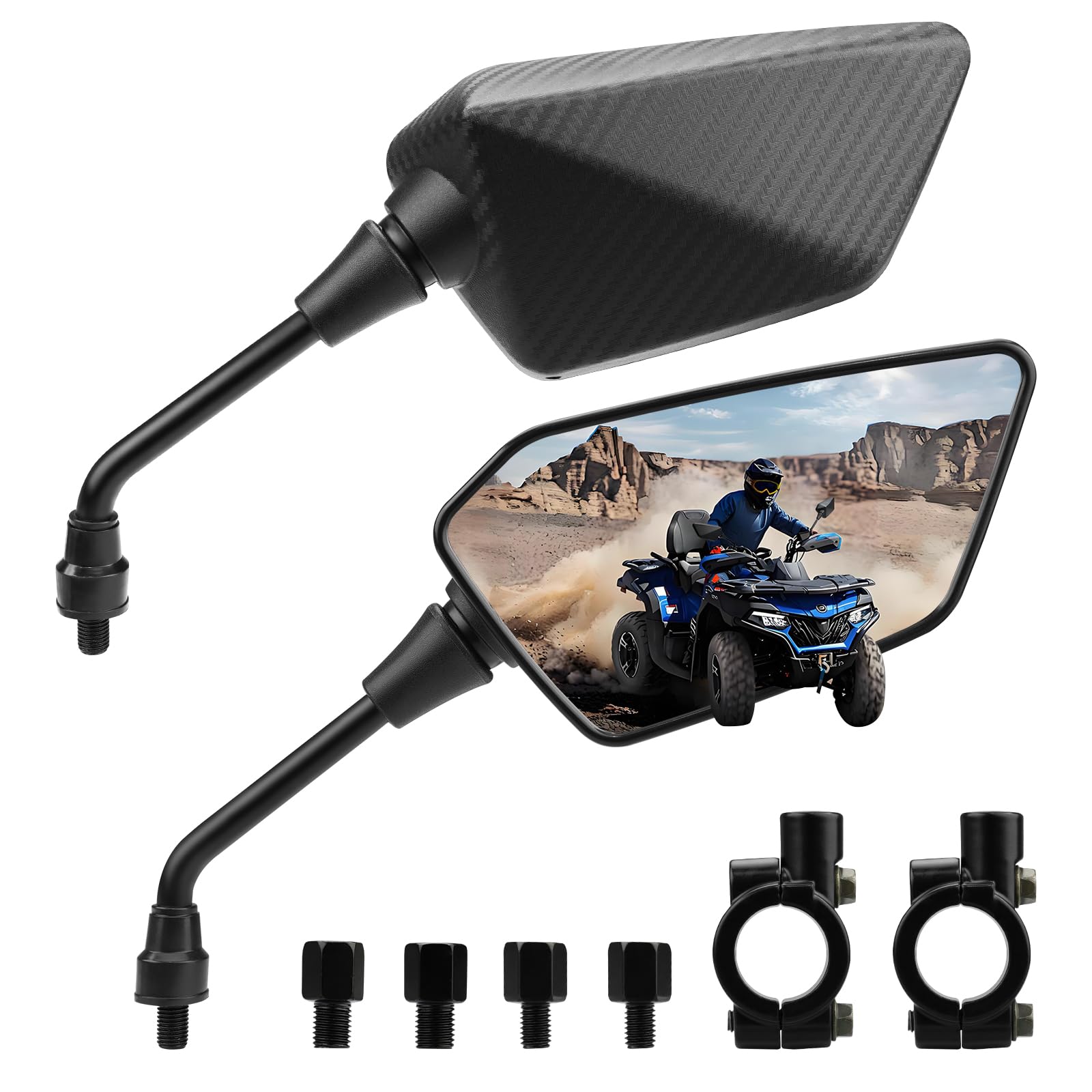 HD Handlebar Mirrors With Universal Mount Set
