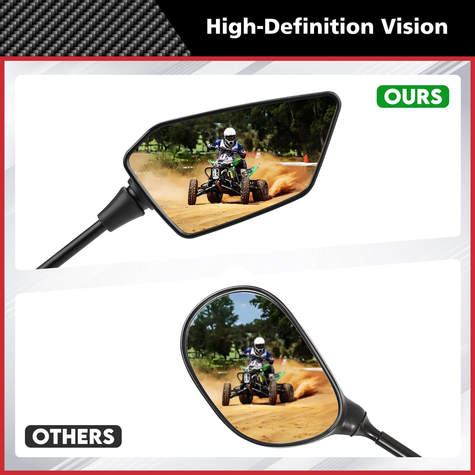 HD Handlebar Mirrors With Universal Mount Set