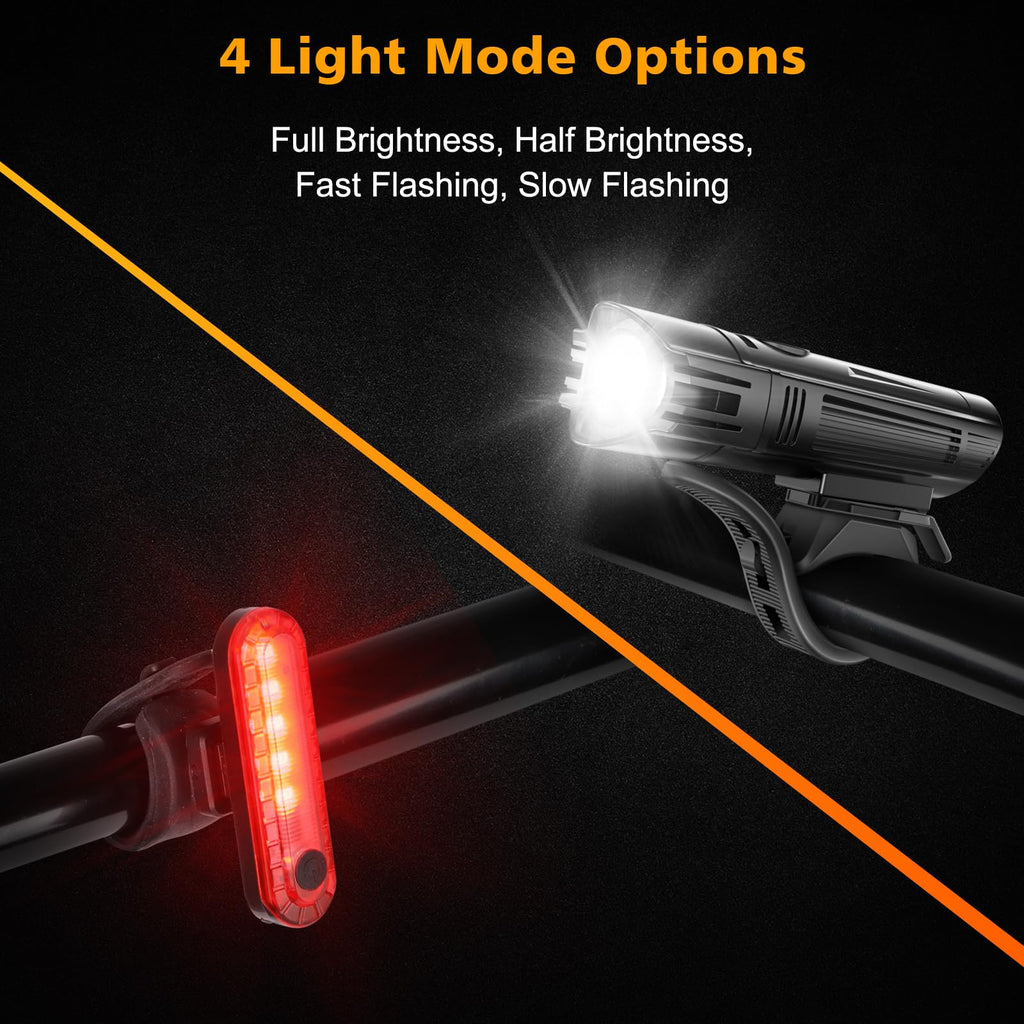 USB Rechargeable Front & Rear Bike Light Set