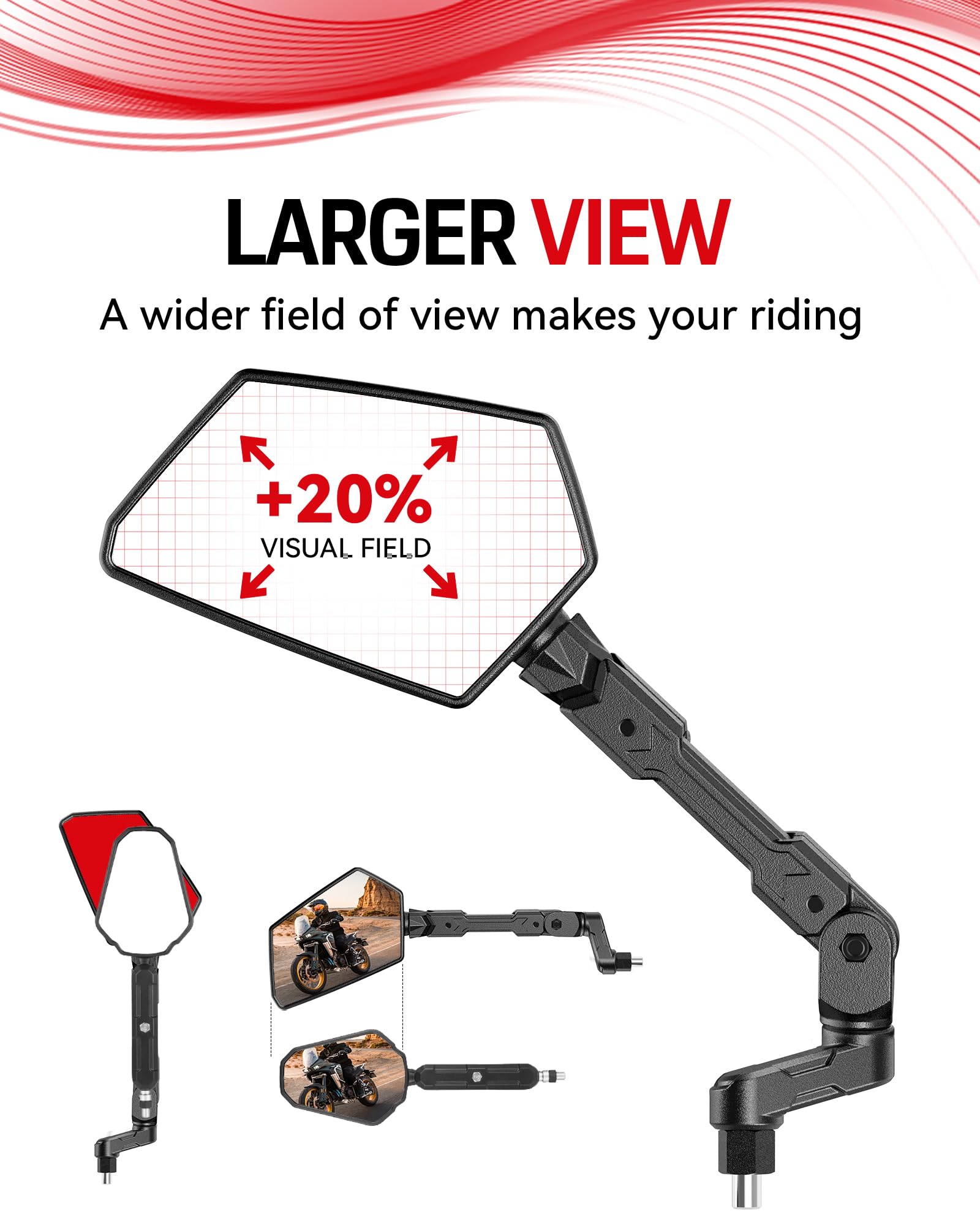 Extendable 360° Adjustable Convex Handlebar Mirror