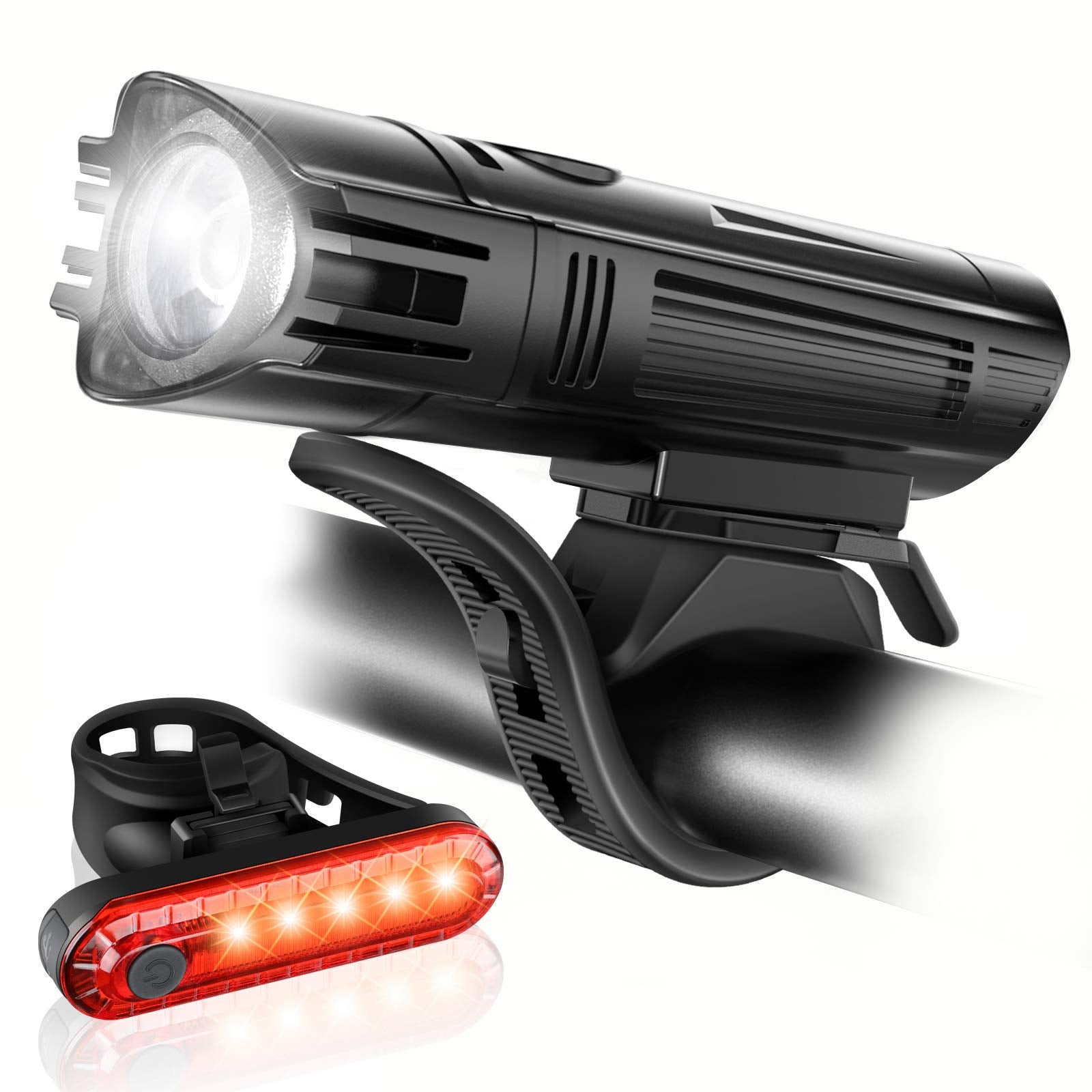 USB Rechargeable Front & Rear Bike Light Set