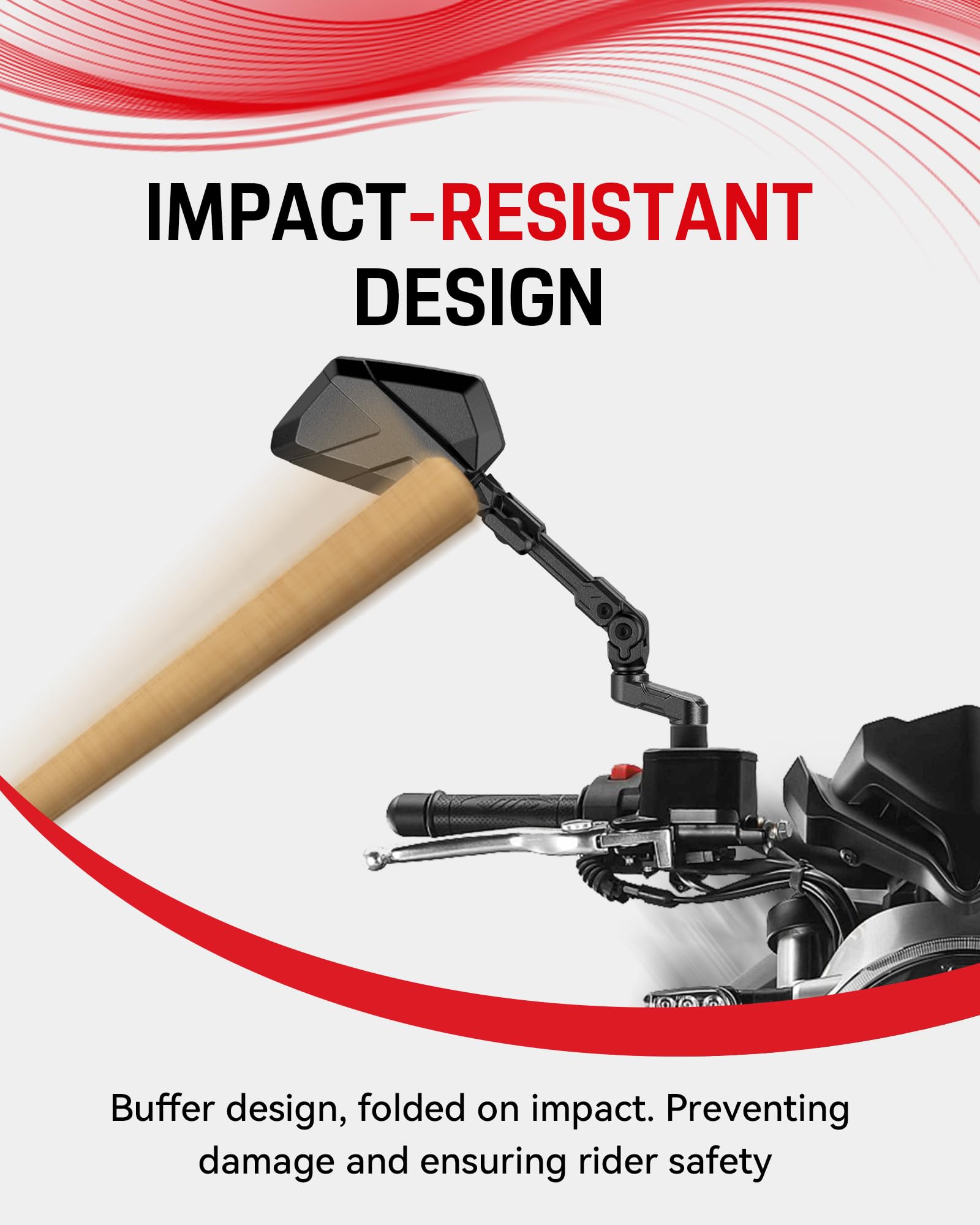Extendable 360° Adjustable Convex Handlebar Mirror
