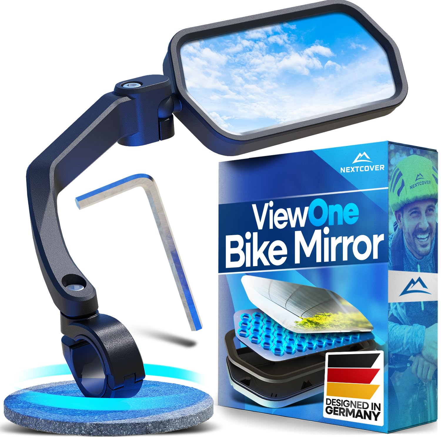 HD Glass Handlebar Bike Rear View Mirror