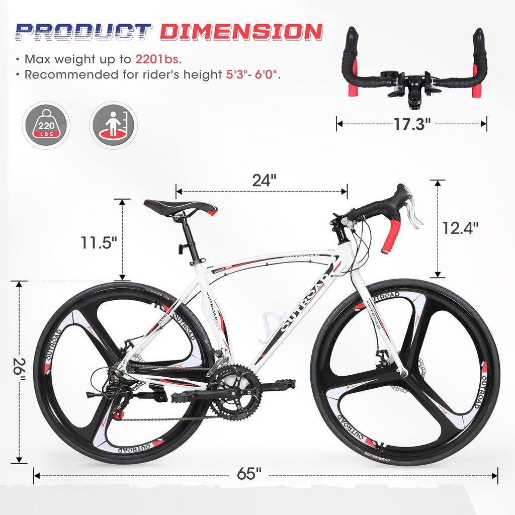700C Aluminum Road Bike With Multi-Speed Gears