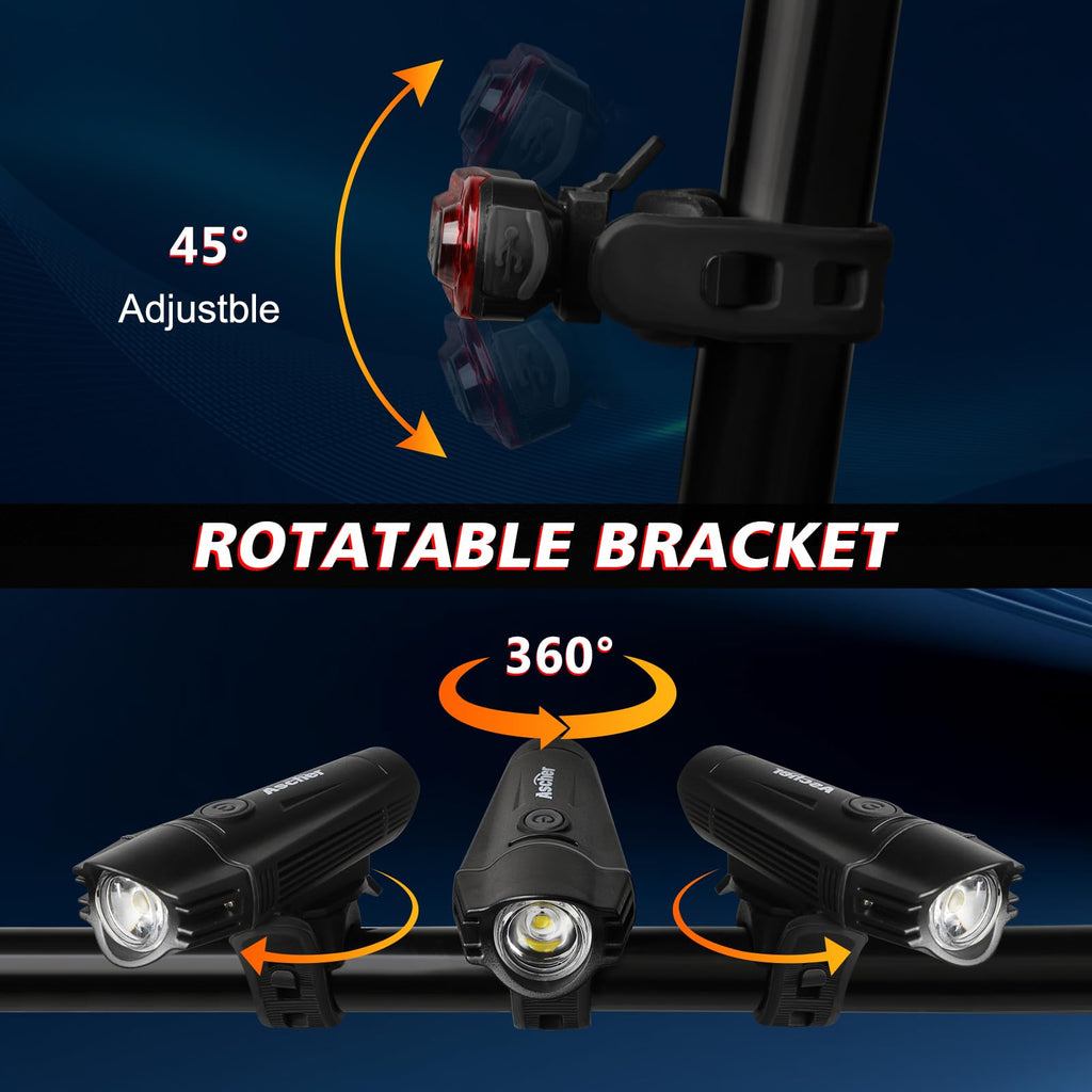 USB Rechargeable Front & Rear Bike Light Set