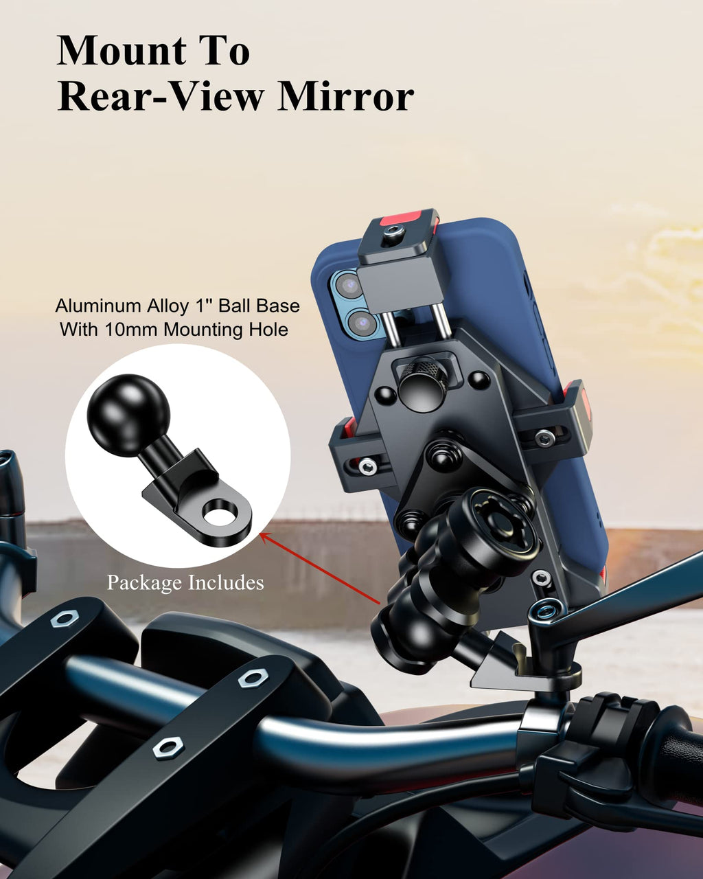 Anti-Theft Aluminum Motorcycle Phone Mount