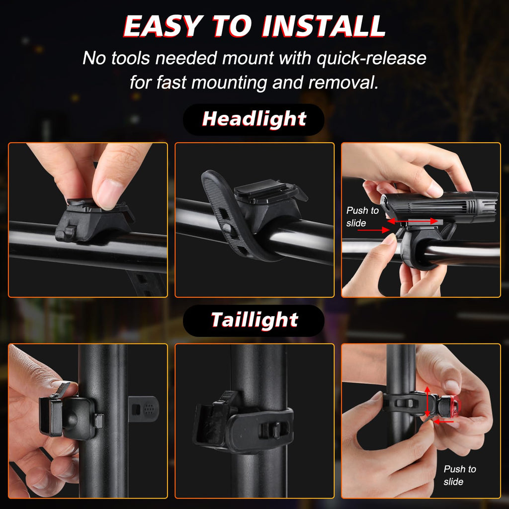 USB Rechargeable Front & Rear Bike Light Set