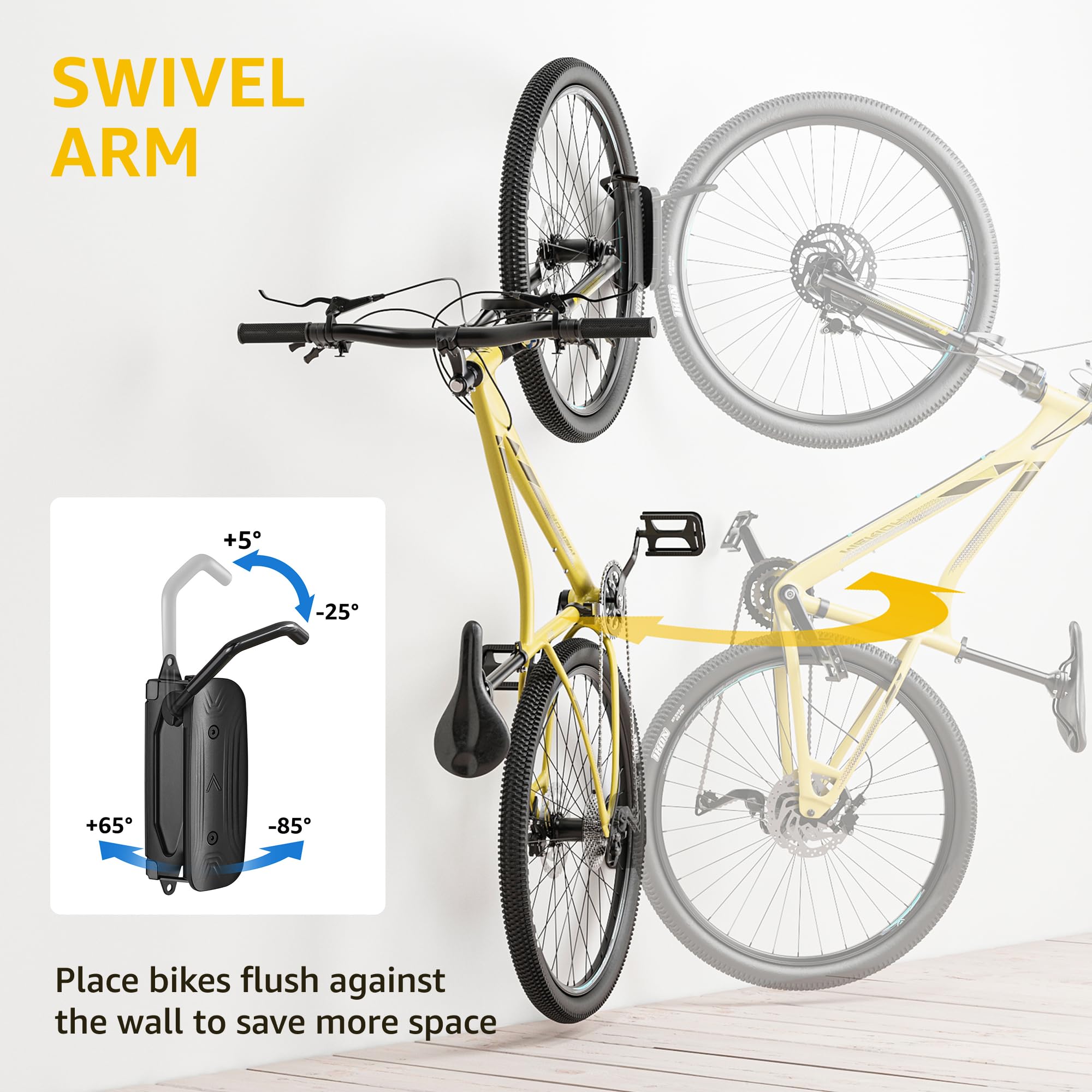 Swivel Wall-Mounted Bike Hanger Storage Rack