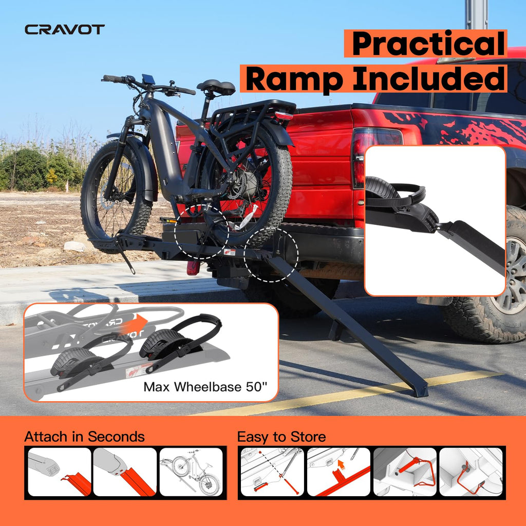 Foldable Heavy-Duty E-Bike Hitch Carrier Rack