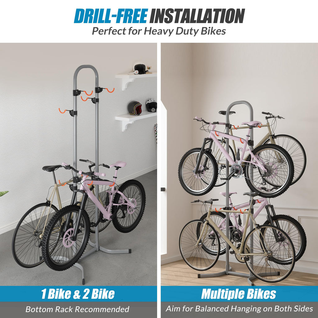 Adjustable 4-Bike Freestanding Storage Rack