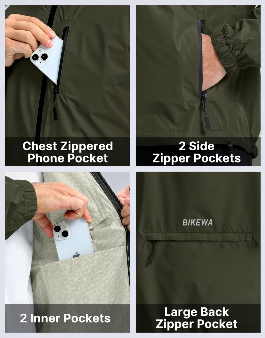 Men’s Packable Waterproof Cycling Rain Jacket