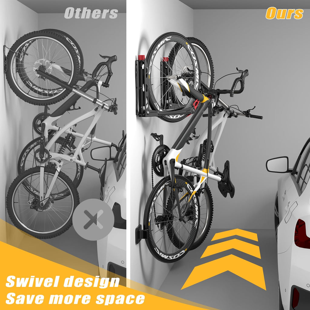 Swivel Wall-Mounted Vertical Bike Storage Rack