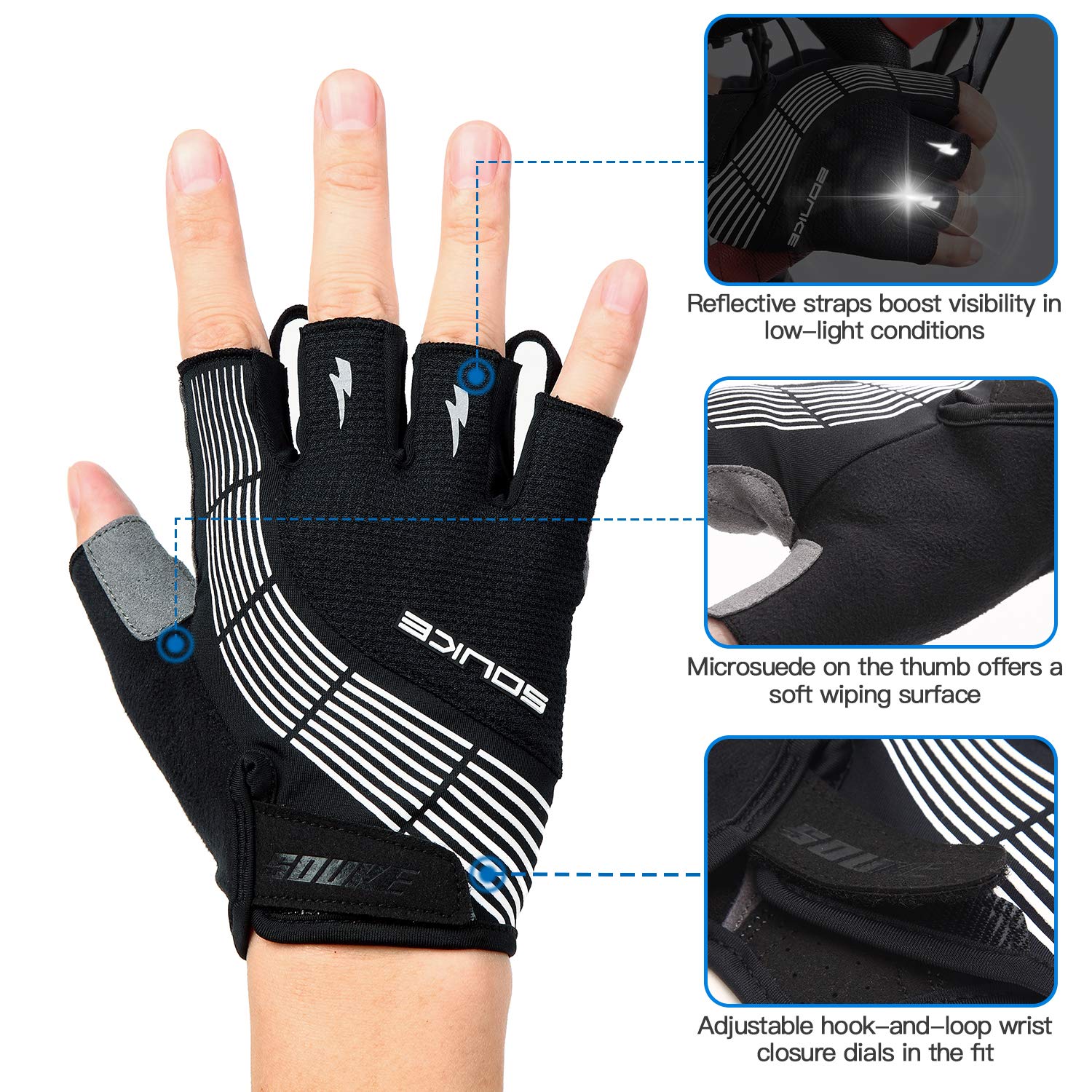 Padded Half-Finger Cycling Gloves With Grip