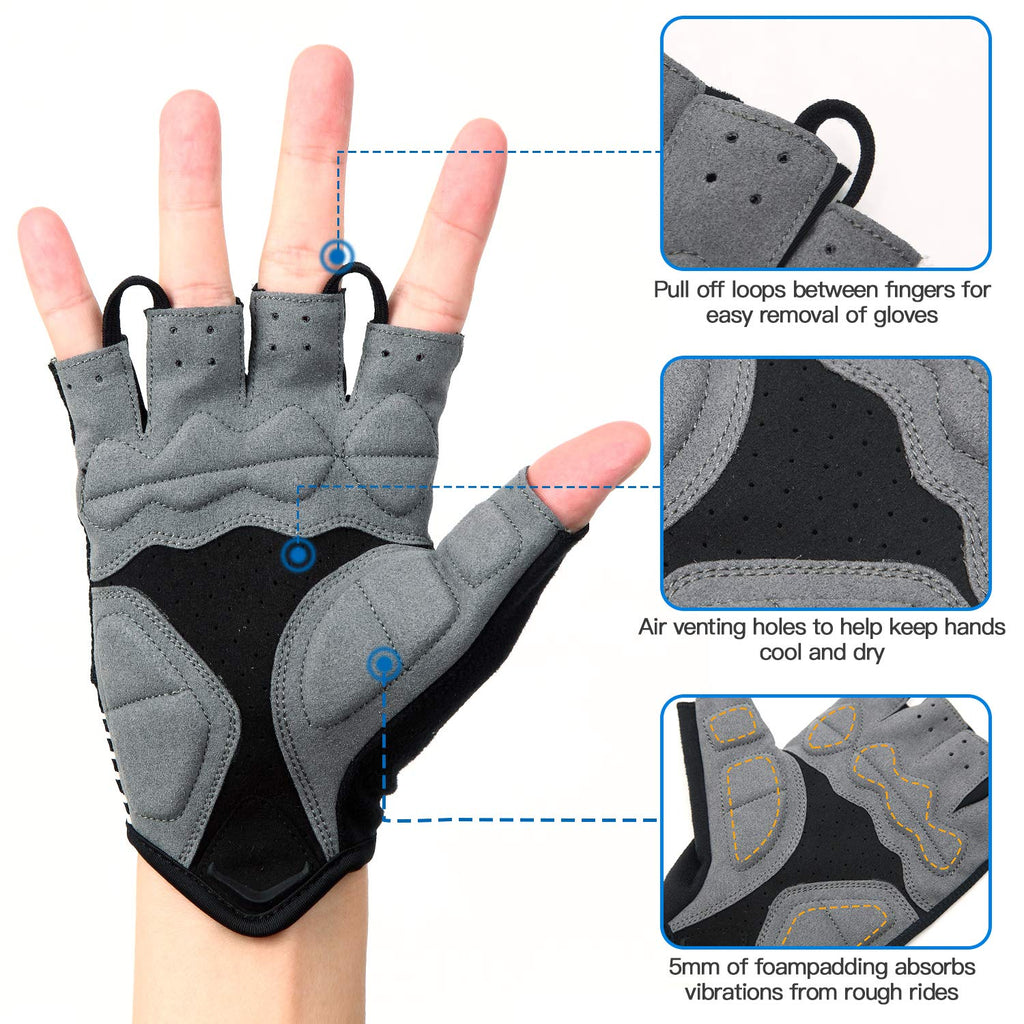 Padded Half-Finger Cycling Gloves With Grip
