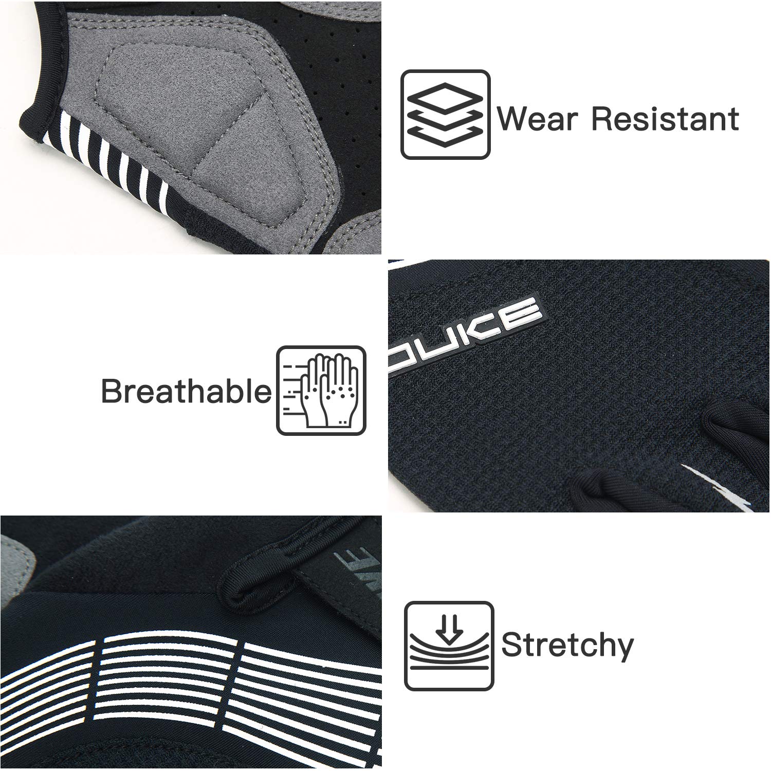 Padded Half-Finger Cycling Gloves With Grip